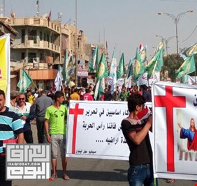 حصرياً للعراق اليوم  بالصور: مسيحيو العراق يتظاهرون ضد الإستفتاء