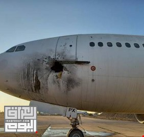 الطائرة المتضررة من القصف بالصواريخ ( عراقية) .. والخطوط الجوية العراقية تعلن استمرار الرحلات الجوية
