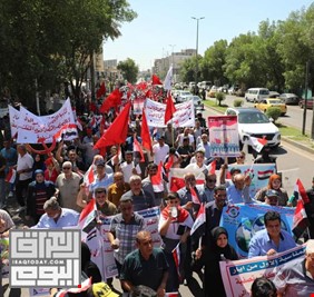 بالصور .. الحزب الشيوعي العراقي ينظم مسيرة كبيرة في يوم عيد العمال العالمي