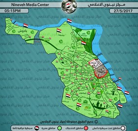 خارطة توضح اخر مستجدات معركة تحرير الموصل اليوم السبت