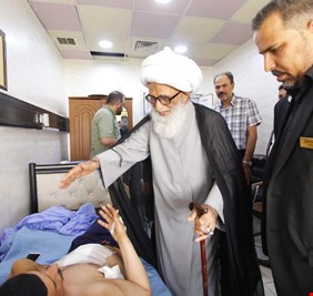 بالصور : احتفاء بالنصر، لأول مرة  المرجع الكبير بشير النجفي يزور عوائل شهداء الحشد الشعبي  والقوات الأمنية والجرحى في النجف الاشرف