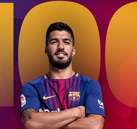 سواريز يحتفل بشكل مثالي بدخول نادي 100  في الدوري الإسباني