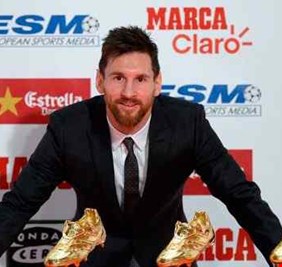 بالصور … الحذاء الذهبي الرابع لميسي كأفضل هداف في اوربا