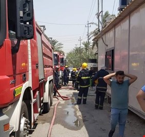حريق مبنى قناة النجباء .. هل هو قصف بطائرة مسيرة أم حادث عرضي ؟