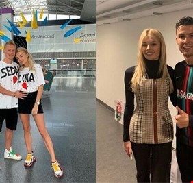 نجم منتخب أوكرانيا يتقدم للزواج من صحفية في الملعب والرد على طريقة رونالدو