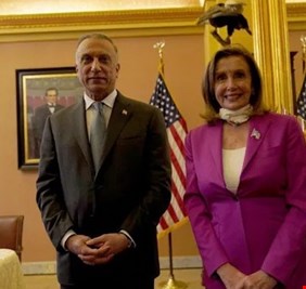 نانسي تلتقي مصطفى الكاظمي في مبنى الكونغرس