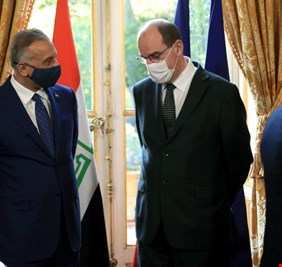 في أول لقاءات الكاظمي بباريس.. تعهد فرنسي بدعم العراق