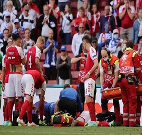 سقوط مفزع لإريكسن أمام فنلندا.. وتعليق المباراة رسميا