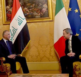 بالصور ..  الكاظمي يلتقي رئيس الوزراء الإيطالي في روما