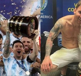 صورة ميسي محتضنا كأس 