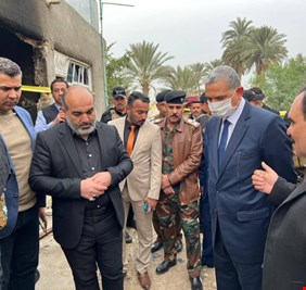 بالصور .. بعد توجيه الكاظمي.. وزير الداخلية برفقة ابو رغيف يصلان ناحية جبلة للاطلاع على ملابسات الحادث المأساوي