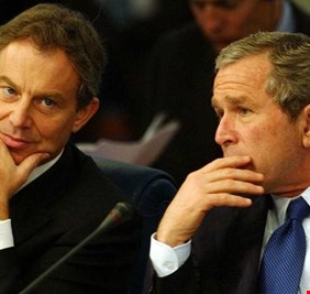 مذكرة سرية جداً تكشف تفاصيل حوار الرئيس الأمريكي جورج بوش ورئيس وزراء بريطانيا توني بلير لاسقاط صدام حسين