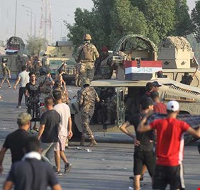 بالفيديو.. انسحاب مقاتلي سرايا السلام من امام المنطقة الخضراء