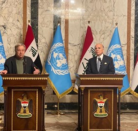 تفاصيل لقاء وزير الخارجية فؤاد حسين مع الأمين العام للأمم المتحدة في بغداد