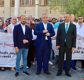 إدارة و منتسبو المنتجات النفطية ينظمون وقفة تضامنية مع الشعبين الفلسطيني و اللبناني