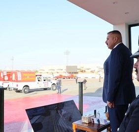 وزير الداخلية يحضر استعراض آليات الدفاع المدني المتسلمة حديثا ذات المواصفات العالمية