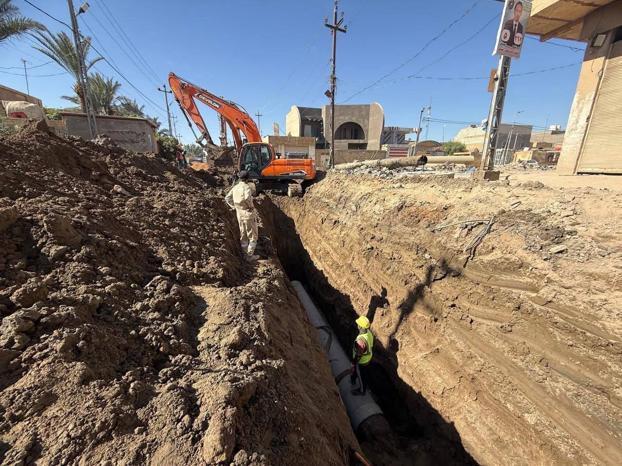 وزارة الإعمار: إنجاز 55 بالمائة من مشروع مجاري غماس في الديوانية